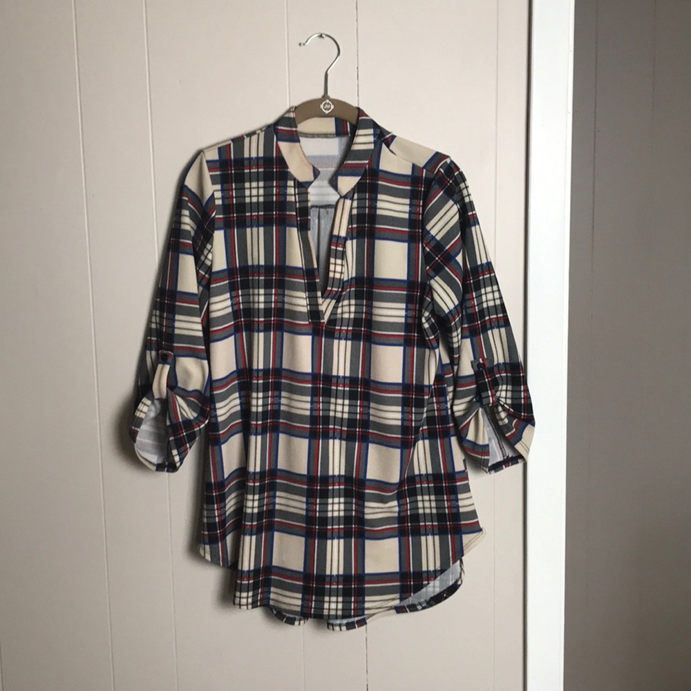 Faux flannel blouse